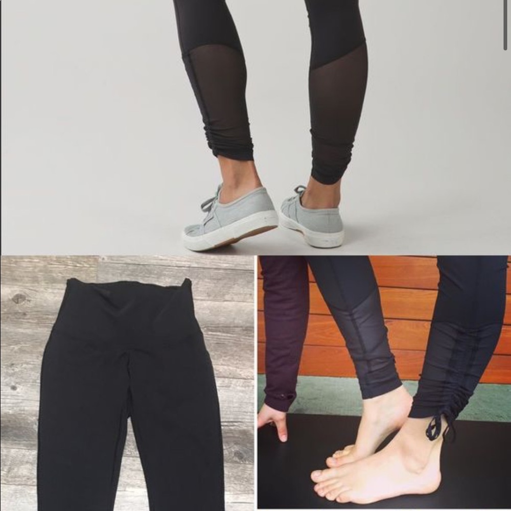 Lululemon high rise cinch mesh bottom leggings